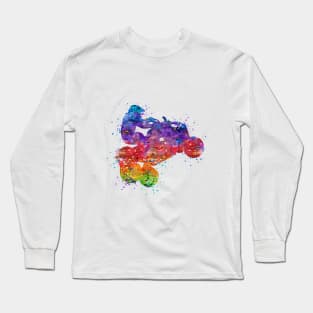 Four Wheeler Riding Boy Watercolor Silhouette Long Sleeve T-Shirt